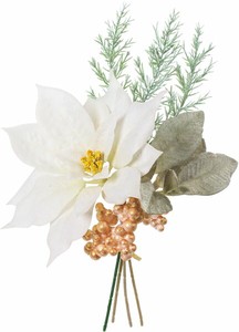 【造花】エレガントポインセチアミックスバンチ　ホワイト　FS　−6161W