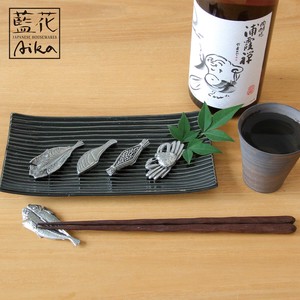 【藍花】日本製 錫製の箸置 鯵 鮭 納豆 蟹