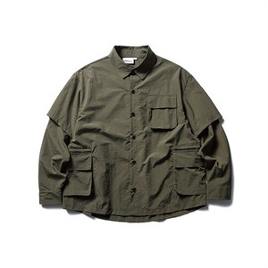 P15229 メンズ  ワイシャツ 2023新作 　ジャケット無地  半袖ファッション　ポケット　ダブルカラー