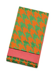 浴衣帯単品「千鳥　橙×緑」小袋帯 半幅帯 ポリエステル ゆかた帯 四寸