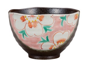 日本の伝統工芸品【九谷焼】 K8-452  茶漬碗 花紋（ピンク）