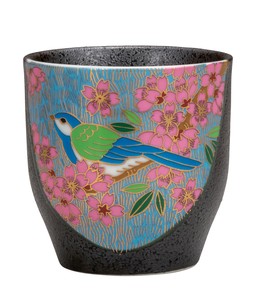 日本の伝統工芸品【九谷焼】 K8-624  湯呑 金桜花鳥
