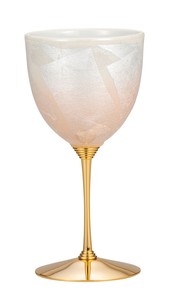 日本の伝統工芸品【九谷焼】 K8-1105 ワインカップ 銀彩橙色