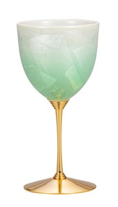 日本の伝統工芸品【九谷焼】 K8-1107 ワインカップ 銀彩緑