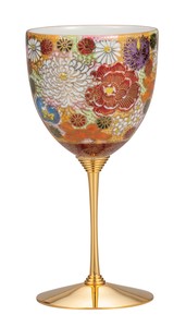 日本の伝統工芸品【九谷焼】 K8-1108 ワインカップ 花詰（赤）