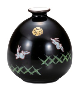 日本の伝統工芸品【九谷焼】 K8-1199 4.2号一輪生 月うさぎ