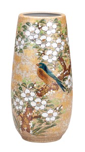 日本の伝統工芸品【九谷焼】 K8-1234 8.5号寸胴花瓶 花鳥