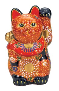 日本の伝統工芸品【九谷焼】 K8-1447 4号招き猫 紺盛