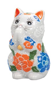 日本の伝統工芸品【九谷焼】 K8-1456 2.7号お祈り猫 白盛