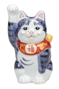 日本の伝統工芸品【九谷焼】 K8-1481 4号招き猫 紫釉彩