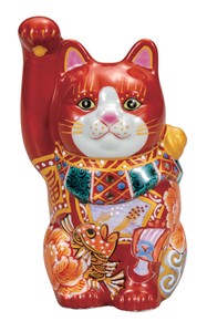 日本の伝統工芸品【九谷焼】 K8-1491 4号招き猫 吉祥鯛