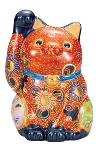 日本の伝統工芸品【九谷焼】 K8-1538 7号招き猫 茶盛