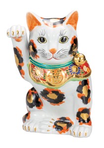 日本の伝統工芸品【九谷焼】 K8-1565 10号招き猫 金三毛