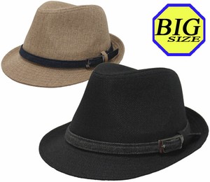 【大きいサイズ帽子 最大約65cm】中折れハット 中折れ帽子 フェイクリネン デニムベルト