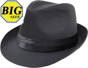 【大きいサイズ帽子 最大約65cm】中折れハット 中折れ帽子 ブラック 2段テープ ブラック