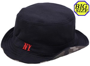 【大きいサイズ帽子 約65cm】ハット サファリハット リバーシブル NYロゴ 無地と迷彩柄