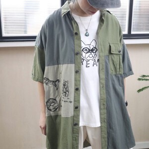 Button Shirt/Blouse Make Embroidered Switching