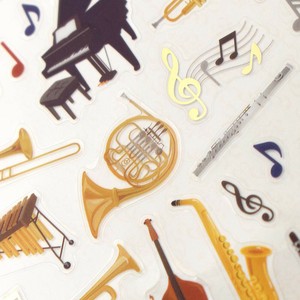 Decoration Foil Stamping Transparent Stickers L size Musical Instrument Made in Japan