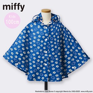 miffy ミッフィー レインポンチョ 子供用 100cm （ ブルー 花柄 ）
