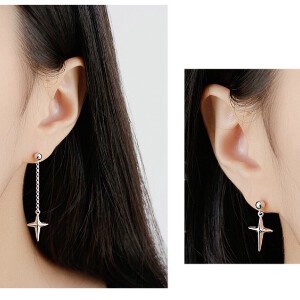 Pierced Earrings Silver Post Earrings sliver Ear Cuff Unisex