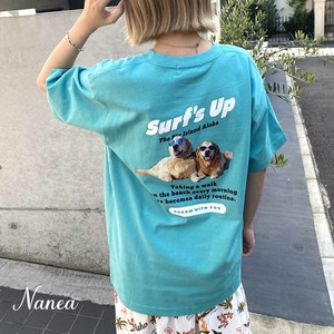 【SS】【SURF‘S UP】転写＋シルクPT/ドッググラフィック・ビッグTシャツ【ユニセックス】