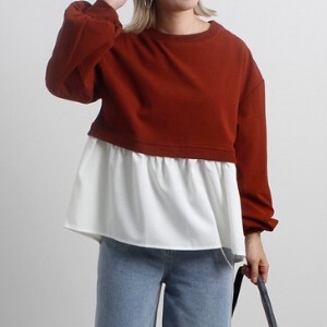 T-shirt Pullover Brushed Lining Georgette Autumn/Winter