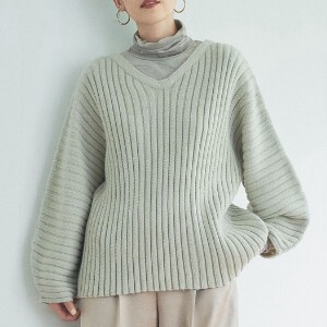 Sweater/Knitwear Pullover Ribbed Knit 2-way