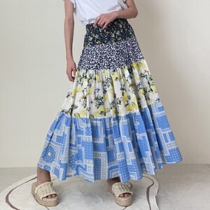 Skirt Pudding Floral Pattern M Tiered