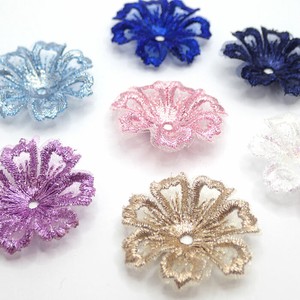 Material Flower Organdy Blossom Embroidered 10-pcs