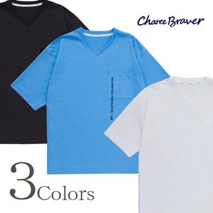 T-shirt Absorbent UV Protection Pudding Quick-Drying V-Neck Made in Japan