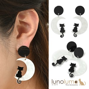 Pierced Earringss Black-cat Cat Presents Monochrome Ladies'