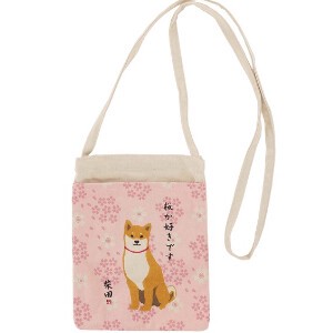 Shoulder Bag Pink Shiba Dog Sakura 24 x 17.5cm