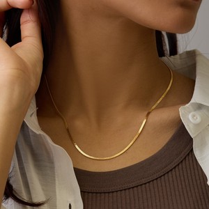 Gold Chain Necklace Jewelry Wide Ladies' Simple Made in Japan