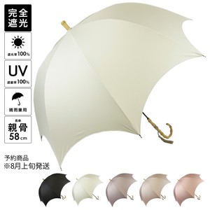 晴雨兼用傘  グログランテープ留め紐 タッセル付き無地手開き長傘 UV対策