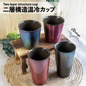 二層構造温冷 カップ（木箱）【日本製　美濃焼】