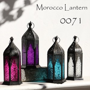 モロッコランタン キャンドルホルダー 高さ24cm オリエンタルランプ6面のレリーフガラス