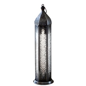 モロッコランタン キャンドルホルダー 高さ35cm 6面のレリーフガラス　Morocco Lantern Candle holder