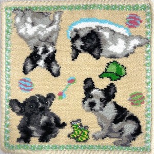 日本製シェニール織り タオルハンカチ ハンドタオル  ペット愛犬アニマル　フレンチブルドッグ　母の日