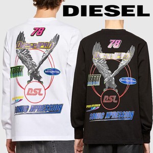 DIESEL メンズ ロングTシャツ BLACK/WHITE ディーゼル