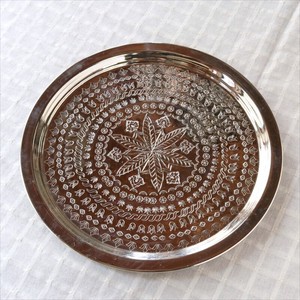 銅製の丸盆　直径28cm 　トルコ　バクル　銅製品