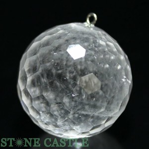 【天然石 ペンダントトップ】ミラーボールカット 水晶(天然) 約35〜40mm 【天然石 パワーストーン】