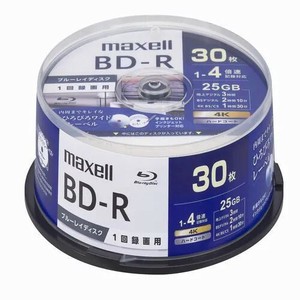 マクセル録画用BD-R [30枚スピンドル /25GB /インクジェットプリンター対応]BRV25WPG.30SP