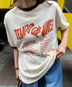 リネンライクスラブ天竺 Vintageロゴ リンガーTシャツ