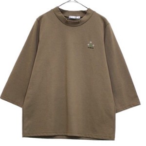 【LL】日本製　ワンポイント花刺しゅうの七分袖Tシャツ　636404