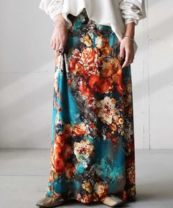 Antiqua Skirt Long Skirt Floral Pattern Bottoms Long Ladies'