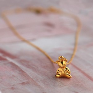 Gold Chain Necklace Pendant Teddy Bear Jewelry Made in Japan