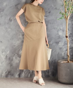 Jumper Dress Long Skirt A-Line Tops French Sleeve Setup Ribbed Knit