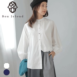 Button Shirt/Blouse Voluminous Sleeve Puff Sleeve Simple