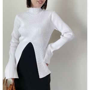 Sweater/Knitwear Slit High-Neck