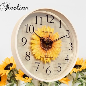 Wall Clock Flower Wooden White Made in Japan